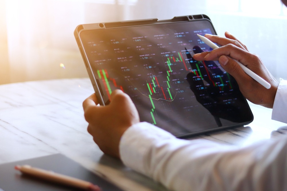 A person checking their investments